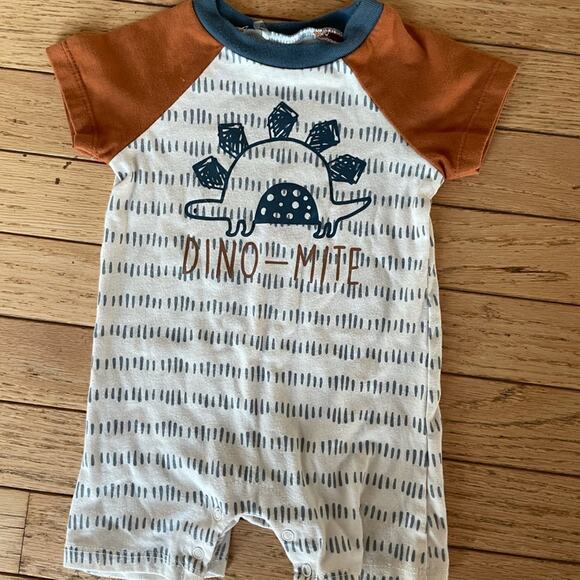 Chick Pea Baby Boy Dino Mite Romper 6-9 Months Short Sleeve Shorts Infant - Picture 1 of 5